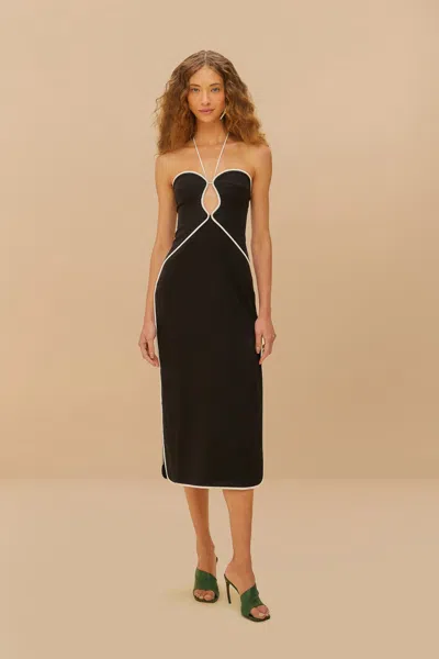 Farm Rio Active Black And White Cut-out Midi Dress