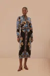 Farm Rio Black Blossom Tapestry Knit Skirt