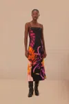 Farm Rio Active Black Blurry Floral Lenzing Ecovero Viscose Slip Dress In Blurry Floral Black