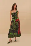 Farm Rio Black Coconut Tree Flow Embroidered Skirt