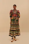 Farm Rio Active Black Coconut Tree Flow Maxi Dress In Coconut Tree Flow Multicolor