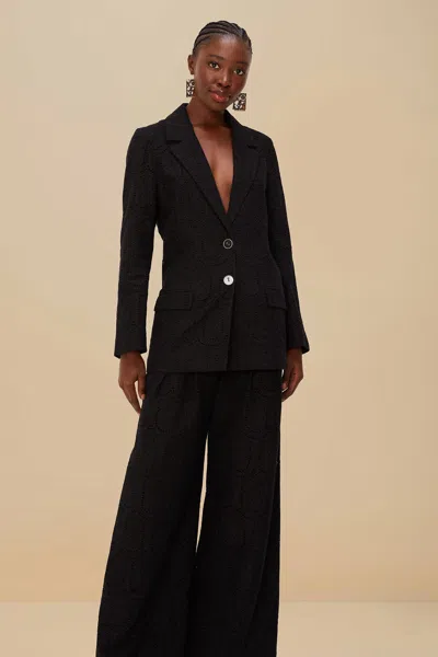 Farm Rio Active Black Eyelet Pants