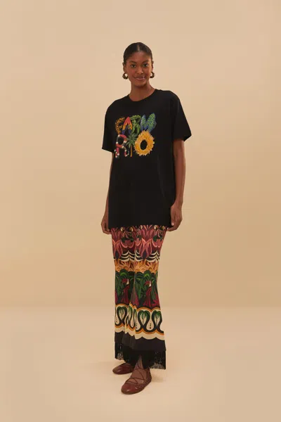 Farm Rio Active Black Farm Rio Wild Relaxed T-shirt