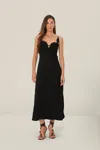 Farm Rio Active Black Flowered Bust Midi Dress In Black