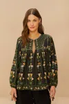 FARM RIO ACTIVE BLACK FLOWERS ARCH LENZING ECOVERO EUROFLAX BLOUSE