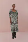 Farm Rio Active Black Lace Nature Short Sleeve Maxi Dress In Lace Nature Black
