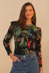 Farm Rio Black Midnight Macaw Fiesta Bodysuit