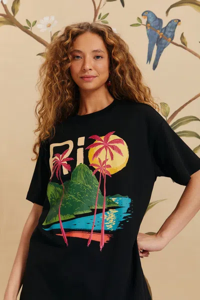 Farm Rio Active Black Rio Organic Cotton Relaxed T-shirt