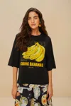 Farm Rio Active Black Tropical Bananas Organic Cotton T-shirt