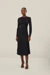 Farm Rio Active Black Twisted Cup Midi Dress In Black