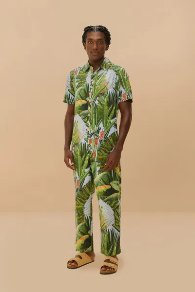 Farm Rio Active Blue Amazonia Forest Lenzing Ecovero Euroflax Jumpsuit