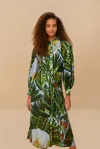 Farm Rio Active Blue Amazonia Forest Lenzing Ecovero Viscose Midi Dress