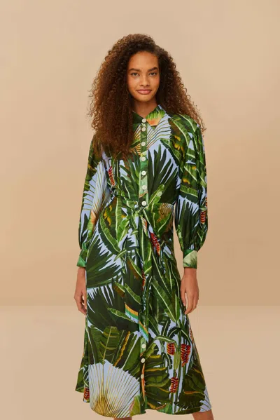 Farm Rio Active Blue Amazonia Forest Lenzing Ecovero Viscose Midi Dress