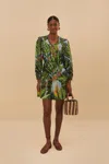 Farm Rio Active Blue Amazonia Forest Mini Dress In Amazonia Forest Blue