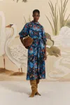 Farm Rio Active Blue Arabesque Floral Midi Dress In Arabesque Floral Blue