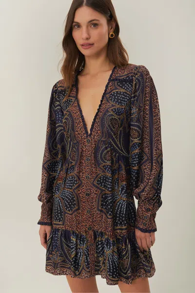 Farm Rio Active Blue Floral Glam Lenzing Ecovero Mini Dress In Floral Glam Blue