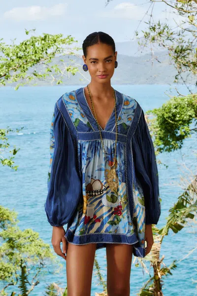 Farm Rio Active Blue Fresh Table Scarf Mini Dress