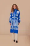 FARM RIO ACTIVE BLUE MACAW ELEGANCE MAXI RAINCOAT