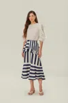 FARM RIO ACTIVE BLUE MIXED STRIPES MIDI SKIRT