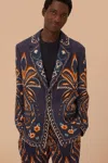 Farm Rio Blue Pineapple Ikat Blazer