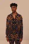 Farm Rio Active Blue Pineapple Ikat Shirt