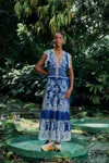 Farm Rio Active Blue Romantic Richelieu Lenzing Ecovero Euroflax Maxi Dress In Blue
