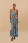 Farm Rio Blue Sunset Tapestry Sleeveless Midi Dress In Sunset Tapestry Blue