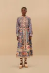 Farm Rio Active Blue Superbloom Tapestry Blouse