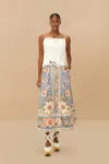 Farm Rio Active Blue Superbloom Tapestry Buttoned Maxi Skirt