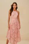 Farm Rio Blush Pink Palm Tree Eyelet Midi Dress
