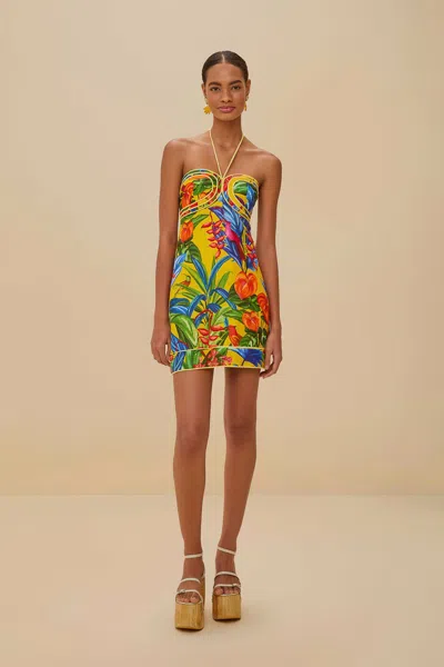 Farm Rio Bright Nature Yellow Mini Dress Sleeveless