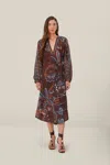 Farm Rio Brown Delicate Garden Midi Dress In Delicate Garden Brown