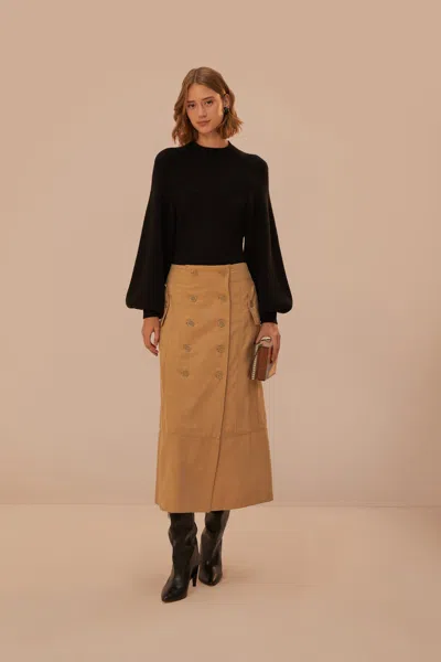 Farm Rio Brown Yoked Midi Skirt