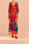 Farm Rio Active Colorful Leaves Midi Dress In Colorful Leaves Scarf Multicolor