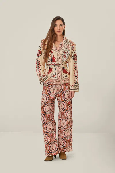 Farm Rio Active Cream Cashew Mandala Blazer In Cashew Mandala Cream