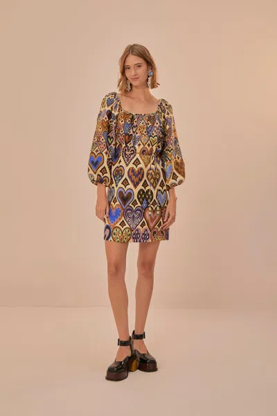 knee length dresses for ladies Black Hearts Ikat Mini Dress – FARM Rio