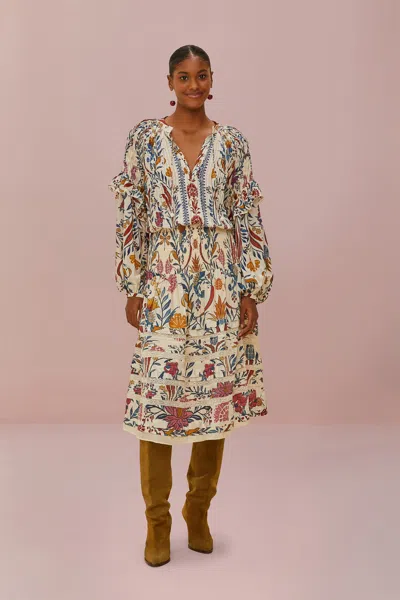 Farm Rio Active Cream Romantic Lightness Long Sleeve Blouse In Multi