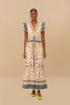 Farm Rio Active Cream Superbloom Tapestry Maxi Dress In Superbloom Tapestry Cream
