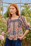 Farm Rio Cream Superbloom Tapestry Puff Sleeve Blouse