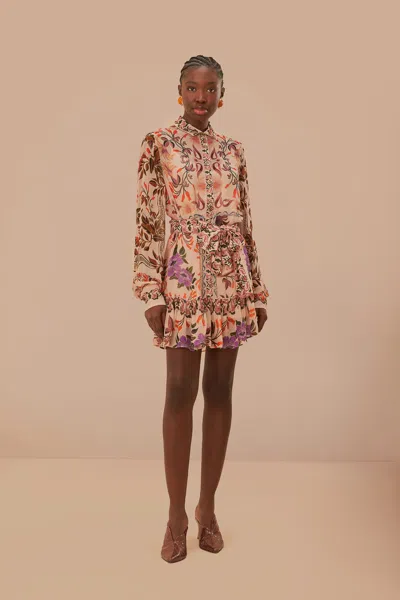 Farm Rio Cream Winter Garden Mini Dress In Winter Garden Cream