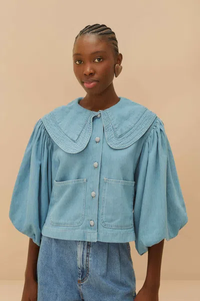 Farm Rio Active Denim Notched Lapel Shirt