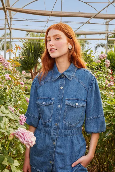 Farm Rio Active Denim Puff Sleeve Shirt