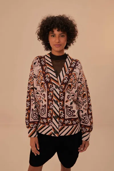 Farm Rio Active Glam Tapestry Knit Cardigan In Multi
