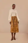 Farm Rio Gold Heart Forest Midi Skirt