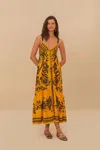 Farm Rio Golden Oasis Yellow Sleeveless Maxi Dress In Golden Oasis Yellow