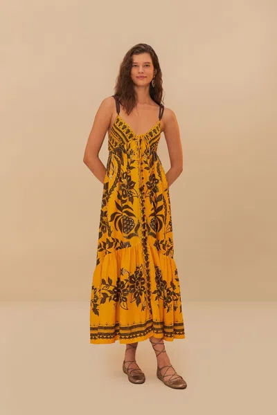 Farm Rio Active Golden Oasis Yellow Sleeveless Maxi Dress