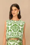 FARM RIO ACTIVE GREEN DELICATE TAPESTRY LENZING ECOVERO EUROFLAX BLOUSE