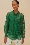 Farm Rio Active Green Landscape Guipure Shirt