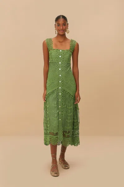 Farm Rio Active Green Nautical Guipure Maxi Dress