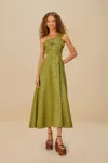 Farm Rio Active Green Palm Tree Euroflax Premium Linen Maxi Dress